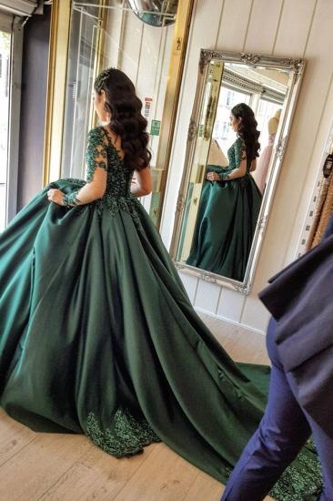 Green 3D Floral Lace Appliques Princess Wedding Gown_4