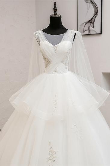 Bradyonlinewholesale Gorgeous Jewel Sleeveless White Wedding Dress Tulle Appliques Bridal Gowns Online_5