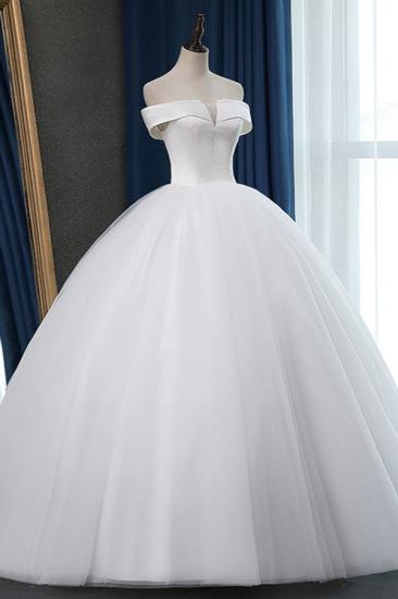 Bradyonlinewholesale Glamorous Off-the-shoulder A-line Tulle Wedding Dresses White Ruffles Bridal Gowns On Sale_3