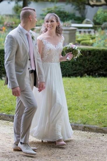 Elegant Bridal Sleeveless Floor Length Lace Wedding Dress_2