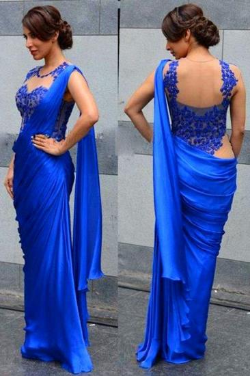 New Arrival Lace Blue Long Evening Dress Sexy Popular Floor Length Custom Made Prom Dresses_1