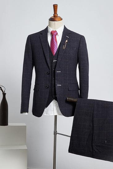 Benedict Formal Black Check Slim Fit Tailored Mens Suit_2