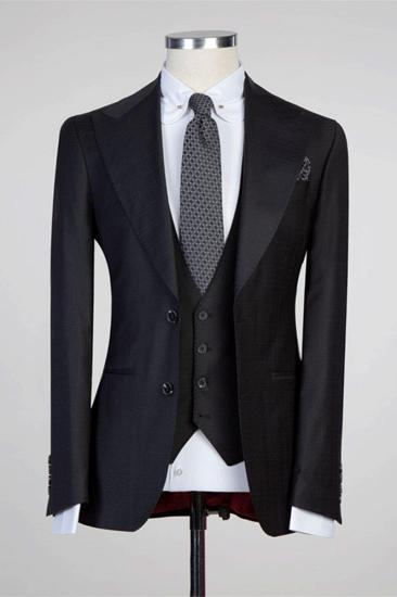 Tate Simple Black Point Lapel Fashion Slim Fit Mens Suit_1