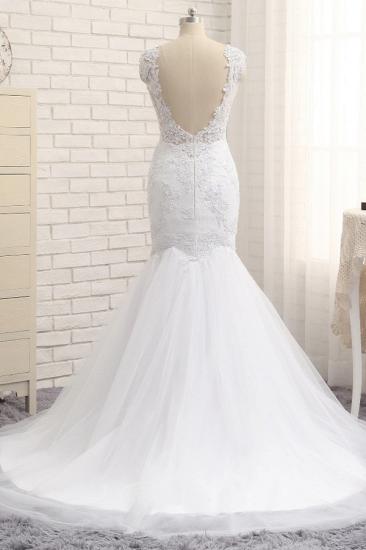 Bradyonlinewholesale Glamorous Jewel Sleeveless Tulle Wedding Dresses White Mermaid Satin Bridal Gowns With Appliques On Sale_2