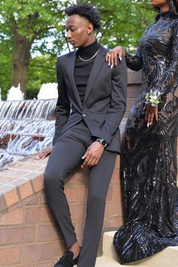 West Black Notched Lapel One Button Prom Suits_1