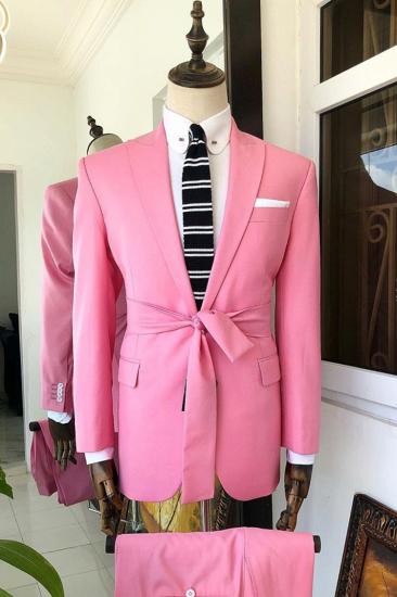 Reg Chic Pink Peaked Lapel Prom Suits_1