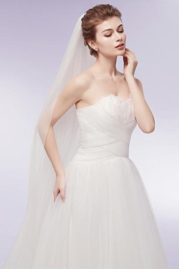 A-line Sweetheart Strapless Tulle Wedding Dresses with Feathers_5