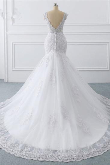 Bradyonlinewholesale Gorgeous V-Neck Tulle Lace Wedding Dress Sleeveless Mermaid Appliques Bridal Gowns On Sale_2