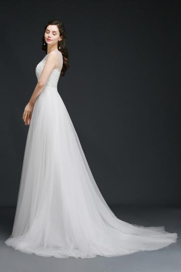 A-line Illusion Modest Wedding Dress With Lace_2