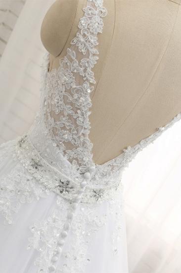 Bradyonlinewholesale Stunning Straps V-Neck Tulle Appliques Wedding Dress Lace Sleeveless Bridal Gowns with Beadings Online_5