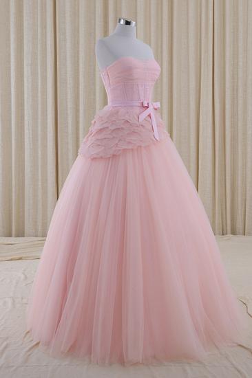 Pink Sexy Elegant Ball Gowns Lace-Up Charming Strapless Evening Dresses_3