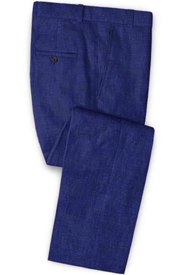 Royal Blue Linen Casual Mens Suit | Summer Beach Ball Tuxedo For Men_3