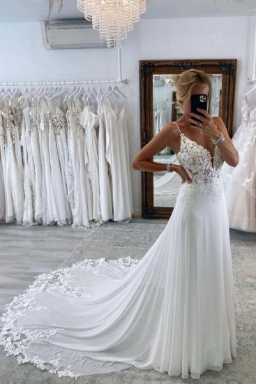 Simple wedding dress A line | Wedding dresses with lace_1