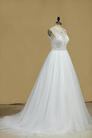 Bradyonlinewholesale Gorgeous Jewel Beadings Tulle Wedding Dress Ruffles Sleeveless Bridal Gowns On Sale_5