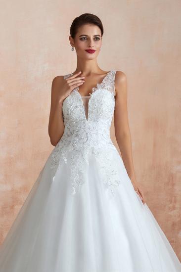 Carly | Sexy Pluging V-neck Ball Gown Wedding Dress with Chapel Train, Affordable Bridal Gowns with see-through Lace Back_3