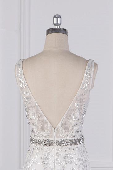 Bradyonlinewholesale Sparkly Sequins Straps V-Neck Wedding Dress Beadings Sleeveless Bridal Gowns with Sash On Sale_6