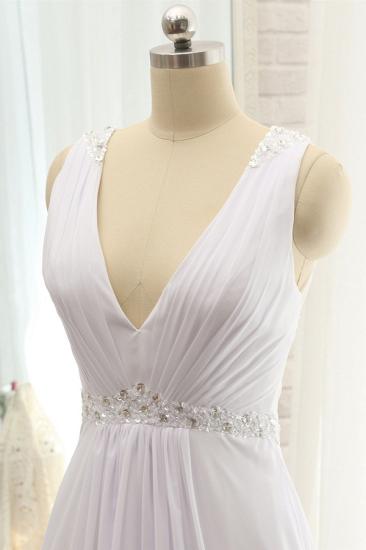 Bradyonlinewholesale Modest Straps V-neck Sleeveless Wedding Dresses White Chiffon Bridal Gowns Online_4