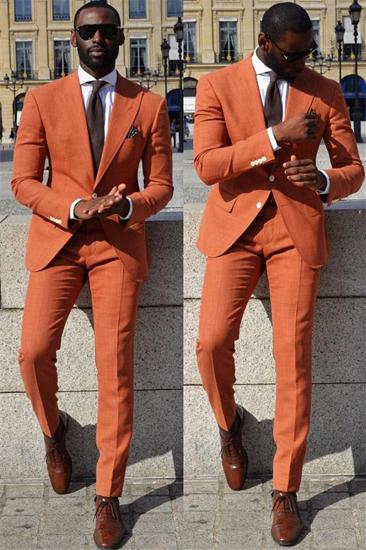 Orange Slim Fit Mens Suit | Point Collar Prom Suit
