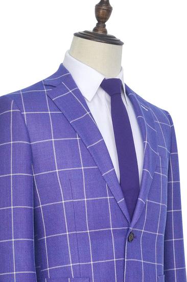 Check Patch Pocket Purple Mens Suit | Mens Notched Lapel Dress Suit_4
