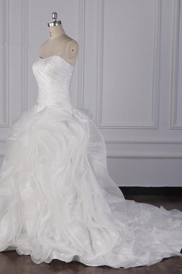 Bradyonlinewholesale Stylish Organza Strapless White Wedding Dress Ruffles Sleeveless Bridal Gowns On Sale_3