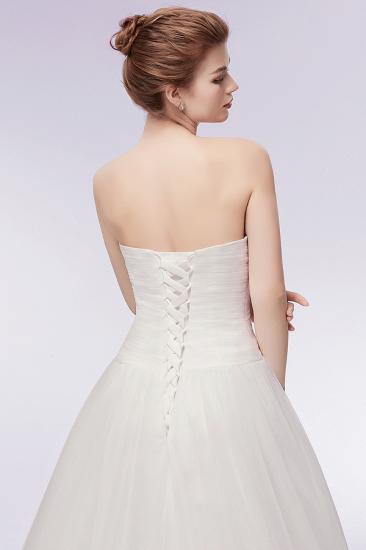 A-line Sweetheart Strapless Tulle Wedding Dresses with Feathers_4