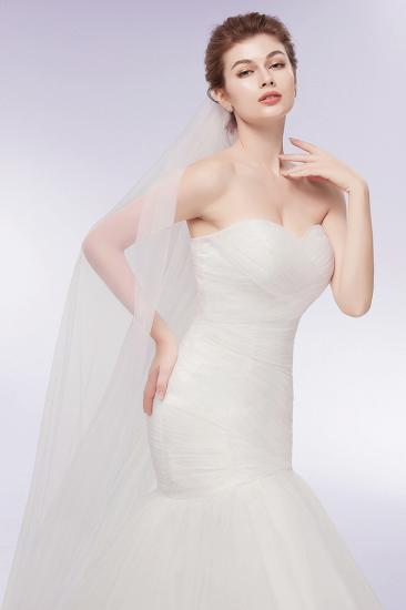 Mermaid Sweetheart Strapless Ivory Tulle Wedding Dresses with Lace-up_4