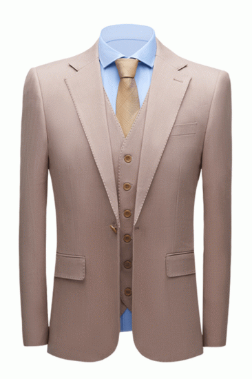 Stylish Notched Lapel Slim Fit Nude Pink Formal Suits for Men_1