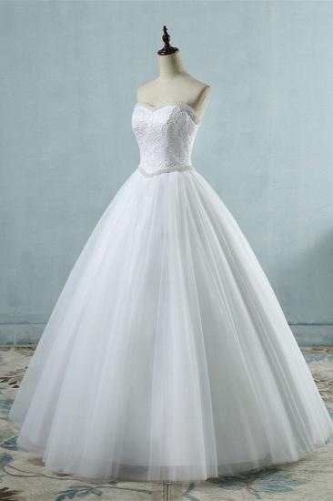 Bradyonlinewholesale Affordable Strapless Tulle Lace Wedding Dresses Sweetheart Sleeveless Bridal Gowns with Pearls Online_4