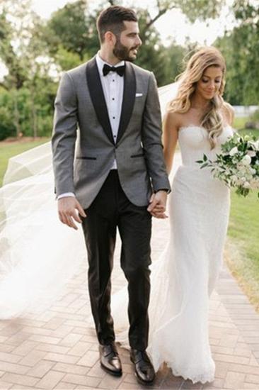 Trendy Grey Shawl Lapel Wedding Dress |  One Click Mens