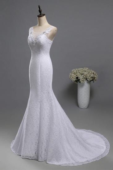 Bradyonlinewholesale Affordable Jewel Lace Sequins Mermaid Wedding Dress Sleeveless Appliques Bridal Gowns with Crystals_4