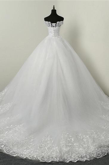 Bradyonlinewholesale Ball Gown White Tulle Sleeveless Wedding Dresses Off-the-Shoulder Lace Appliques Bridal Gowns_2