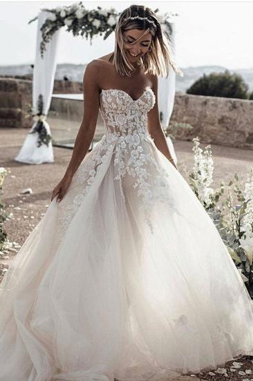Simple White Sweetheart Boho Summer Beach Wedding Dresses_1