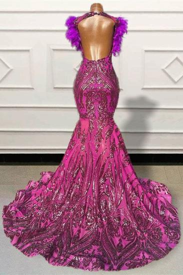 Cap sleeves Feathers Mermaid Fit and Flare Prom Dresses_2