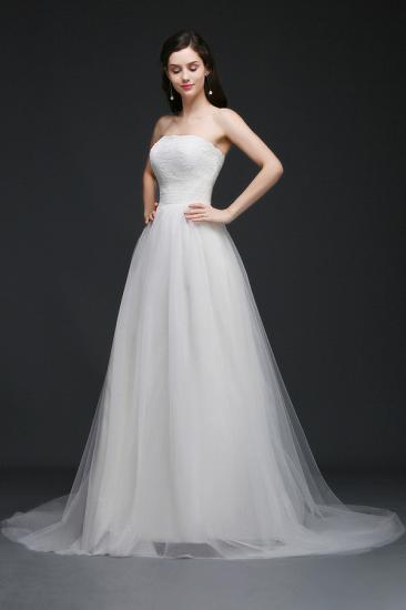 AZARIAH | A-line Strapless Tulle White Wedding Dress With Lace_3