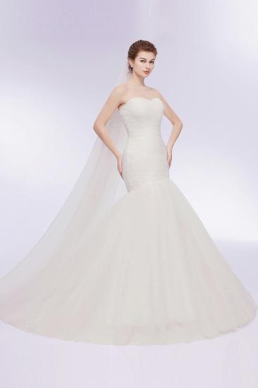 Mermaid Sweetheart Strapless Ivory Tulle Wedding Dresses with Lace-up_10