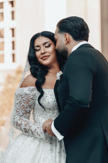 Luxury Wedding Dresses Princess Glitter Wedding Dresses with Sleeves_7