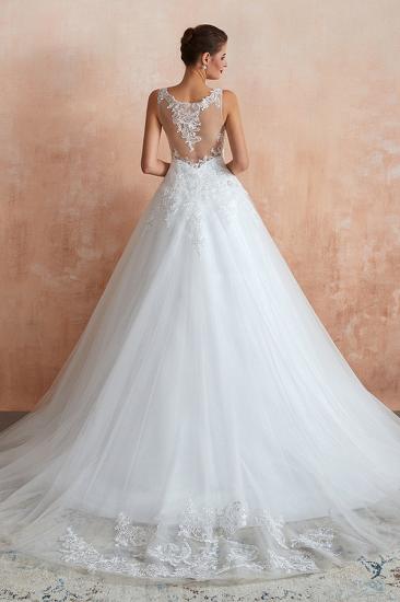 Fantastic Tulle Appliques Sleeveless White Wedding Dress_2