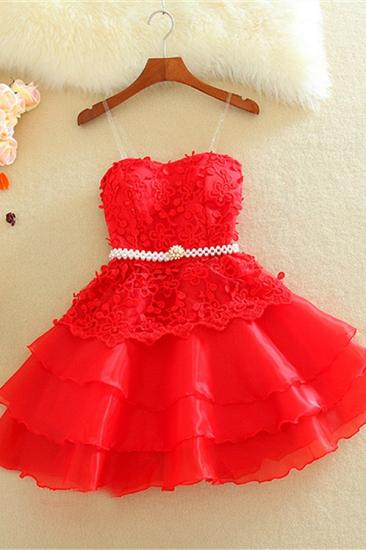 Lovely Mini Peach Homecoming Dresses Organza Sweet Multi-Layered Evening Dress_3