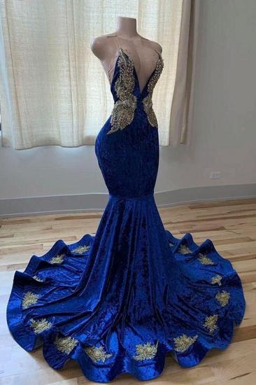 Trendy mermaid silver sequin royal blue prom dress_1