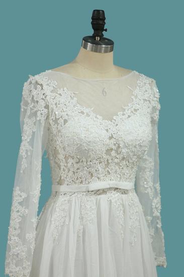 Bradyonlinewholesale Elegant Jewel Long Sleeves Wedding Dress Chiffon Tulle Lace Ruffles Bridal Gowns Online_3