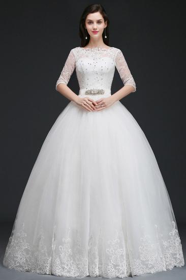 AMERICA | Ball Gown Floor Length Tulle Glamorous Wedding Dresses with Lace_6