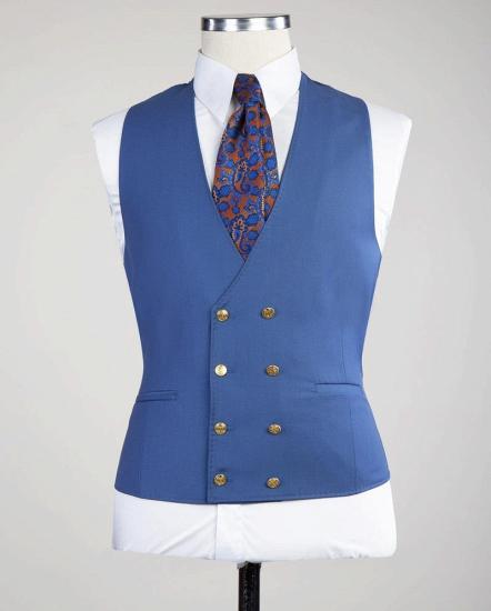 Blue three-piece simple slim mens business suit_2