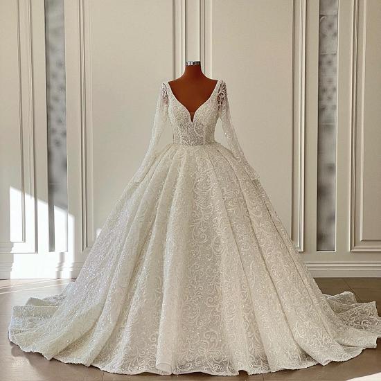 Wedding Dresses A Line Lace | Wedding dresses with sleeves_3