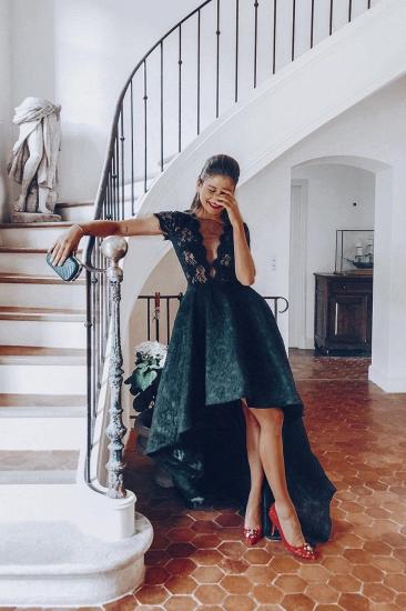 Elegant Wedding Dresses A Line Lace Black Wedding Dresses Short_1