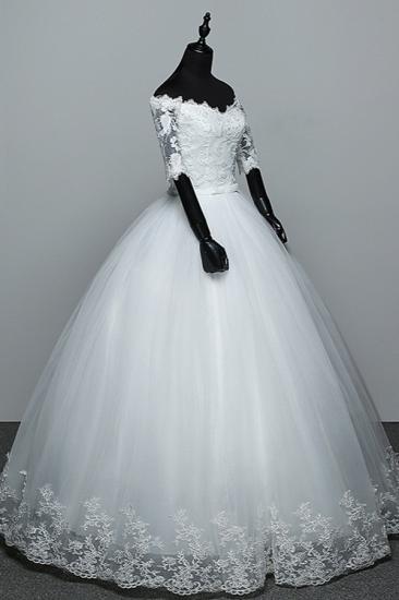 Bradyonlinewholesale Gorgeous Off-the-Shoulder Sweetheart Wedding Dress Tulle Lace White Bridal Gowns with Half Sleeves_3