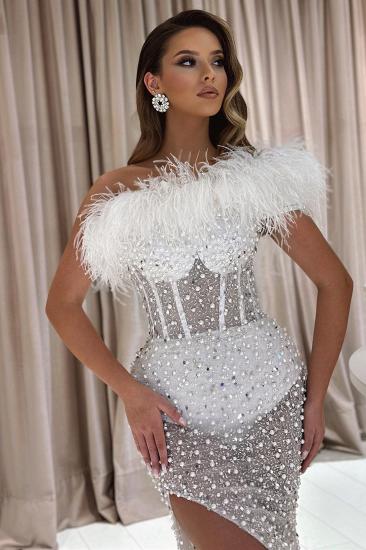 Ruffles Mermaid Sequin High Split Prom Dresses_2