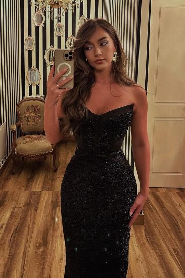 Sexy Evening Dresses Long Black Ball Gowns with Glitter_2