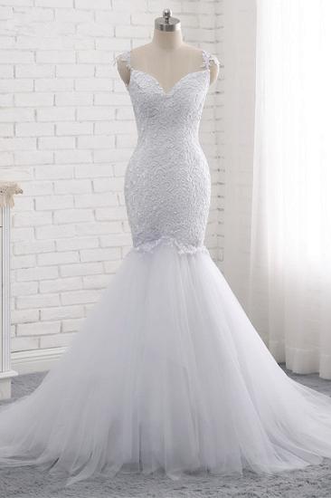 Bradyonlinewholesale Mordern Straps V-Neck Tulle Lace Wedding Dress Sleeveless Appliques Beadings Bridal Gowns Online_1