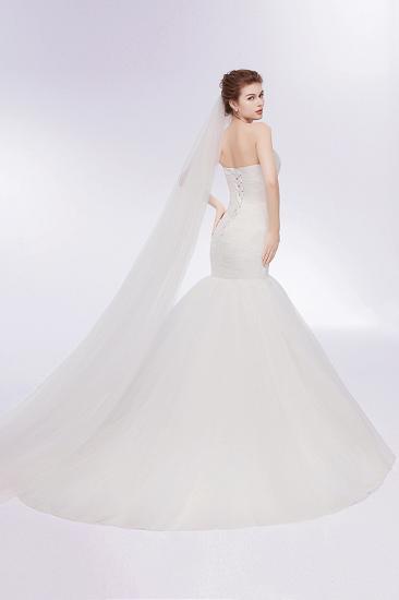 Mermaid Sweetheart Strapless Ivory Tulle Wedding Dresses with Lace-up_2