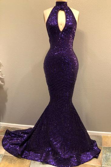 High Neck Sequins Prom Dress with Keyhole | Mermaid Sleeveless Sexy Prom Dresses Cheap_1